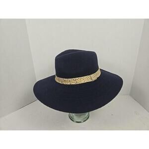 Anthropologie Brighton Trimmed Knit Floppy Ranchers Hat - Navy Blue OSFA